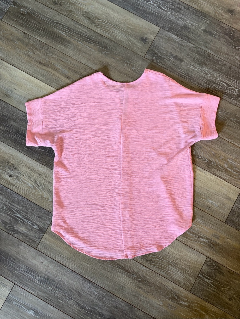 Zenana Woven Airflow Split Neck Short Sleeve Top - Picture 7 of 11